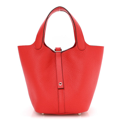 Hermes Taurillon Clemence Picotin Lock 18 PM Rouge de Coeur 1 of 12