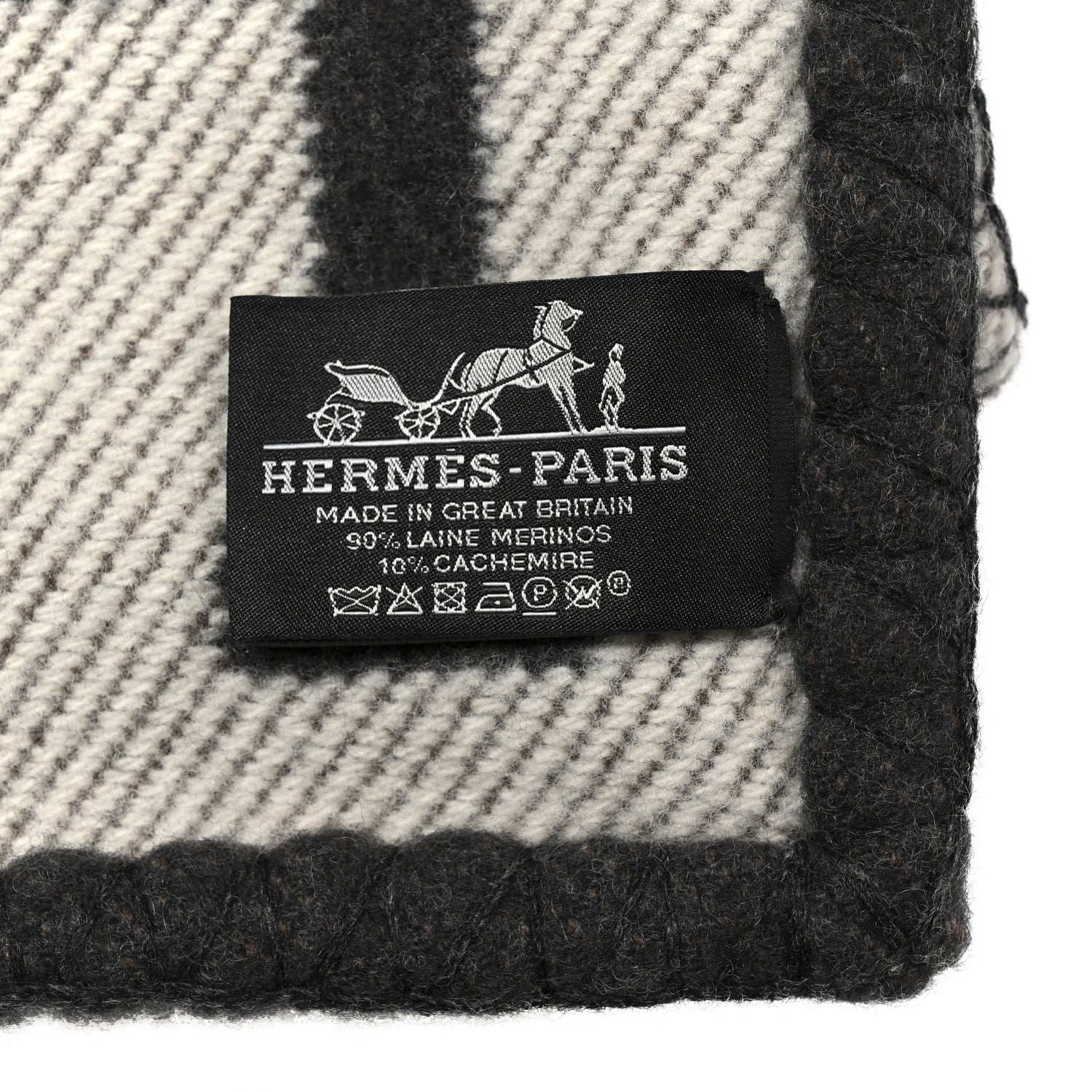 Hermes Wool Cashmere Avalon Blanket Ecru Gris Fonce 3 of 3