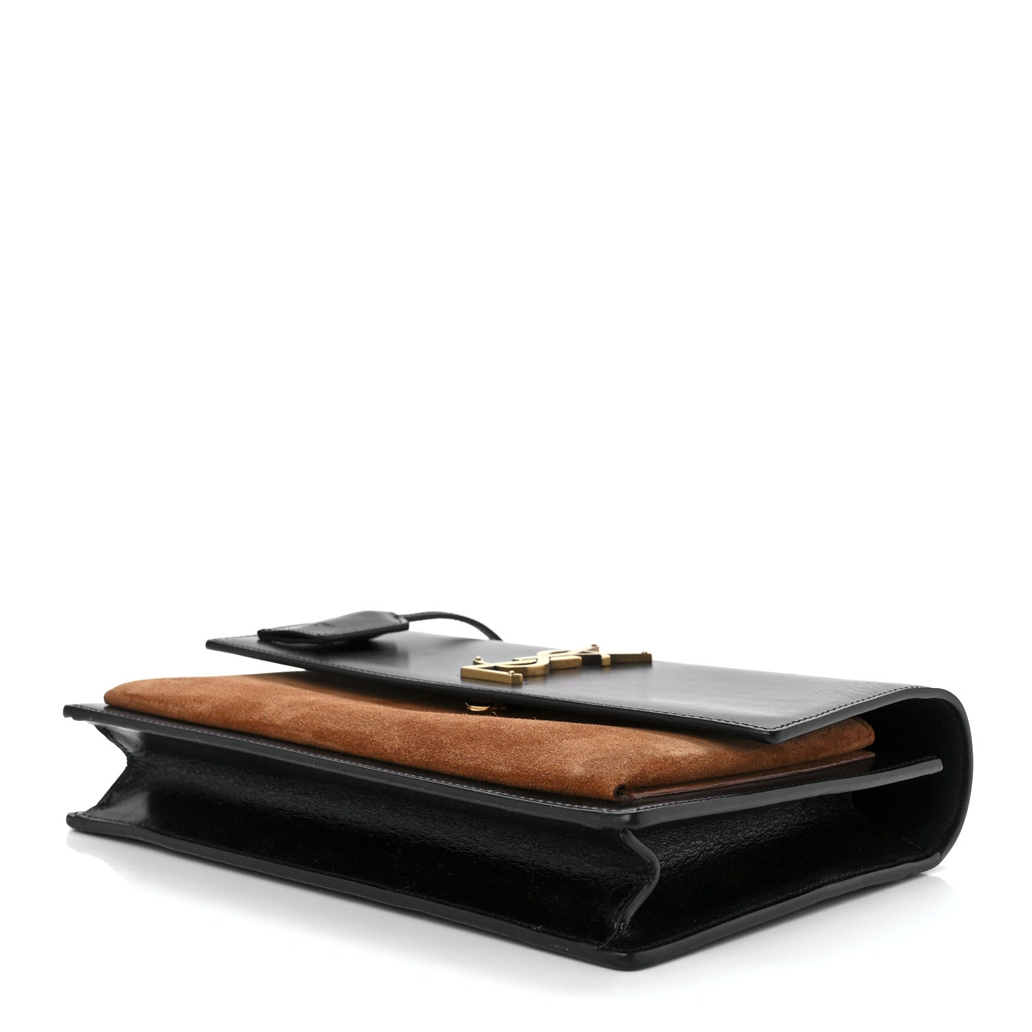 Saint Laurent Calfskin Suede Medium Monogram Sunset Satchel Black Cinnamon 10 of 12