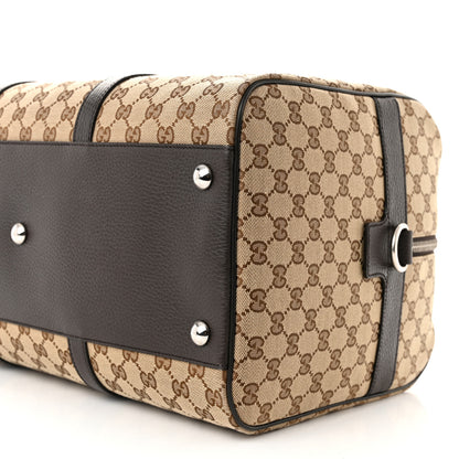 Gucci Monogram Dollar Calfskin Boston Duffle Bag Beige Ebony Testa di Moro Marrone Scuro 9 of 9