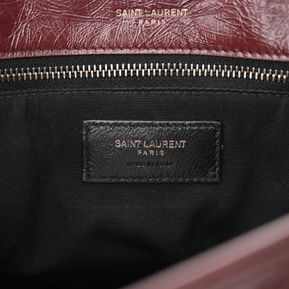 Saint Laurent Crinkled Calfskin Matelasse Monogram Medium Niki Chain Satchel Rouge Legion 6 of 13