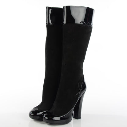 Louis Vuitton Patent Suede High Boots 39 Black 3 of 8
