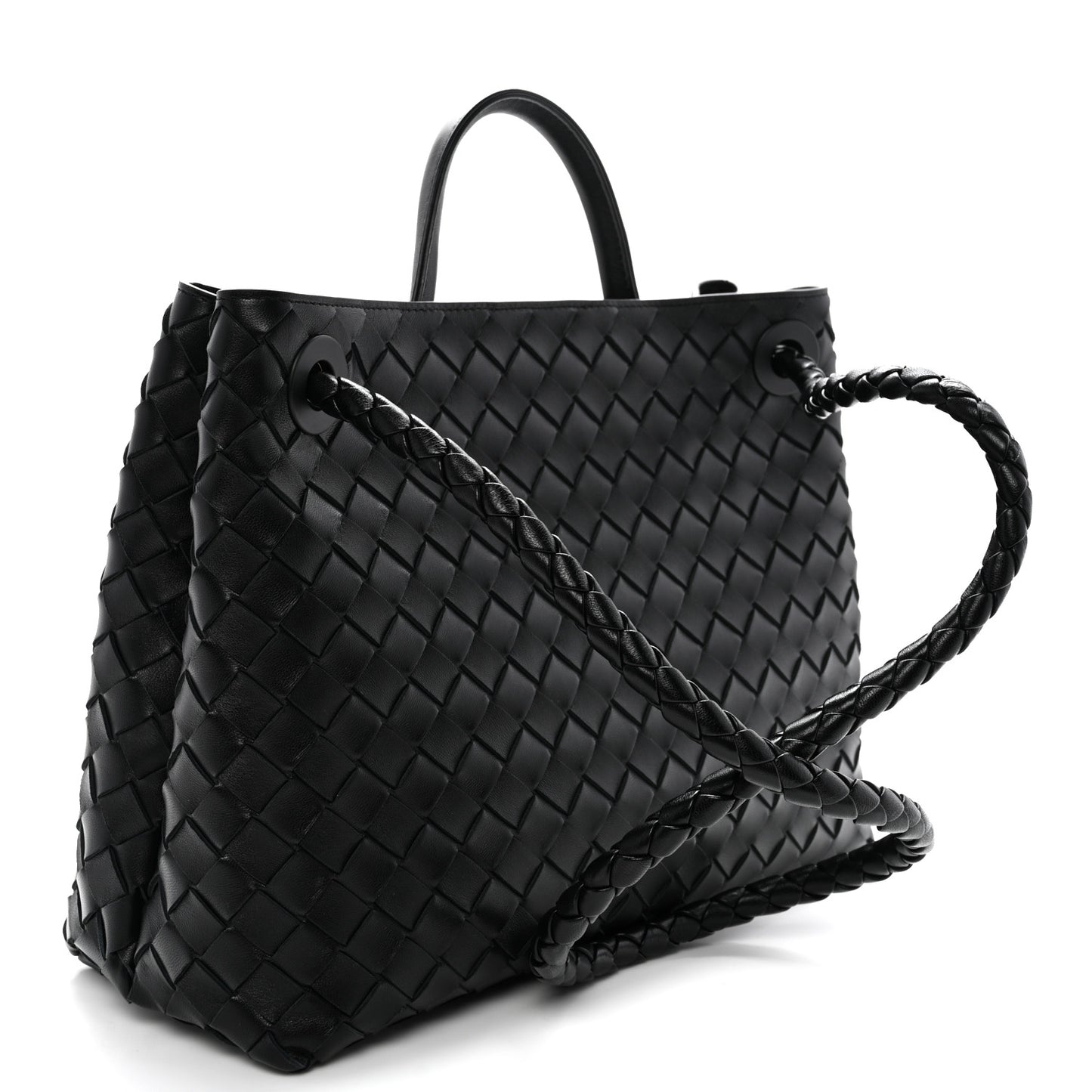 Nappa Intrecciato Medium Andiamo Shoulder Bag Black