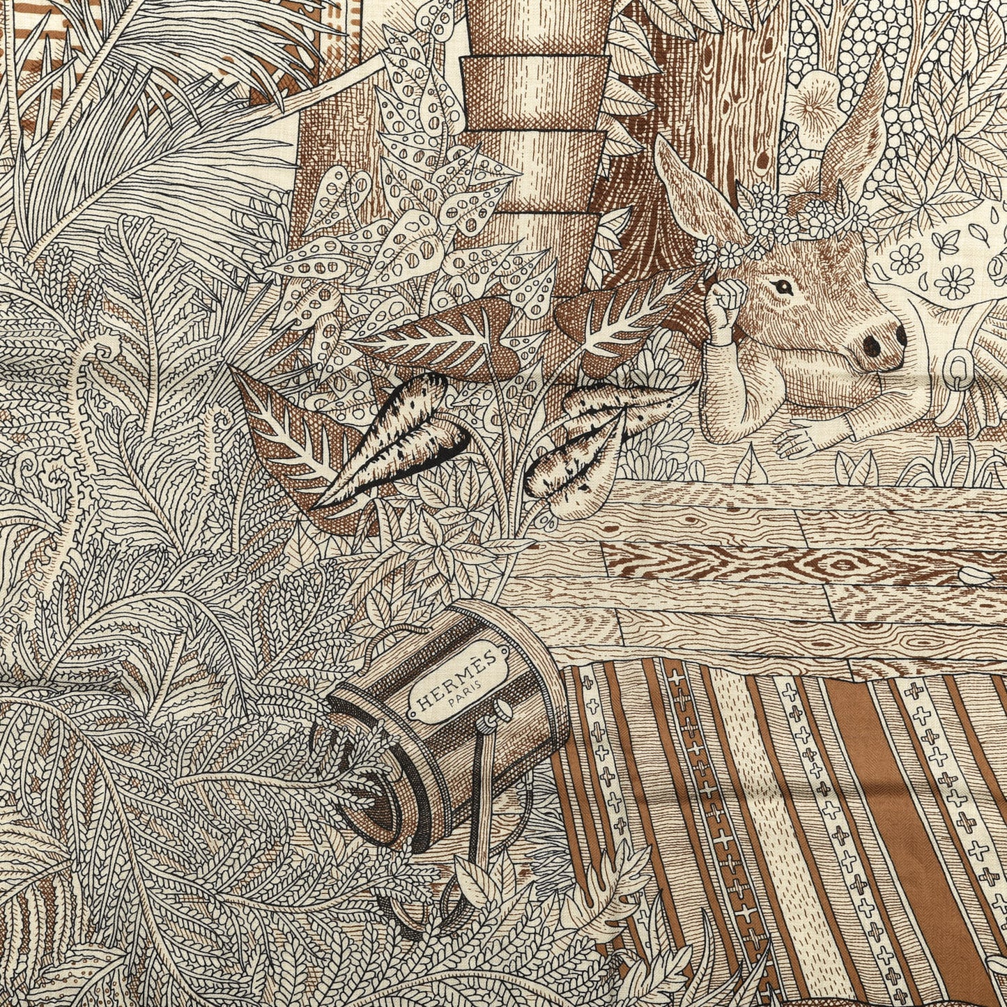 Cashmere Silk Acte III Scene I La Clairiere Shawl 140 Naturel Marron Noisette