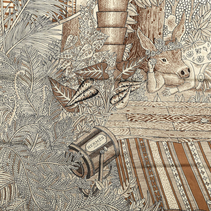 Hermes Cashmere Silk Acte III Scene I La Clairiere Shawl 140 Naturel Marron Noisette 2 of 3