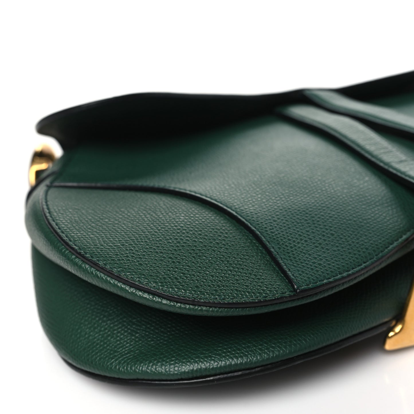 Grained Calfskin Saddle Bag Green