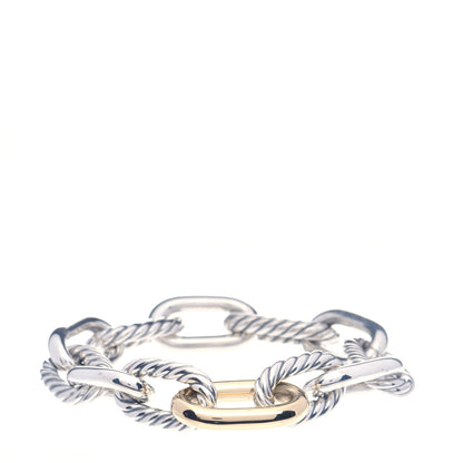 David Yurman Sterling Silver 18K Yellow Gold 13.5mm Large Madison Cable Link Bracelet 1 of 5