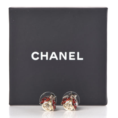 Chanel Enamel CC Ladybug Earrings Gold 5 of 5