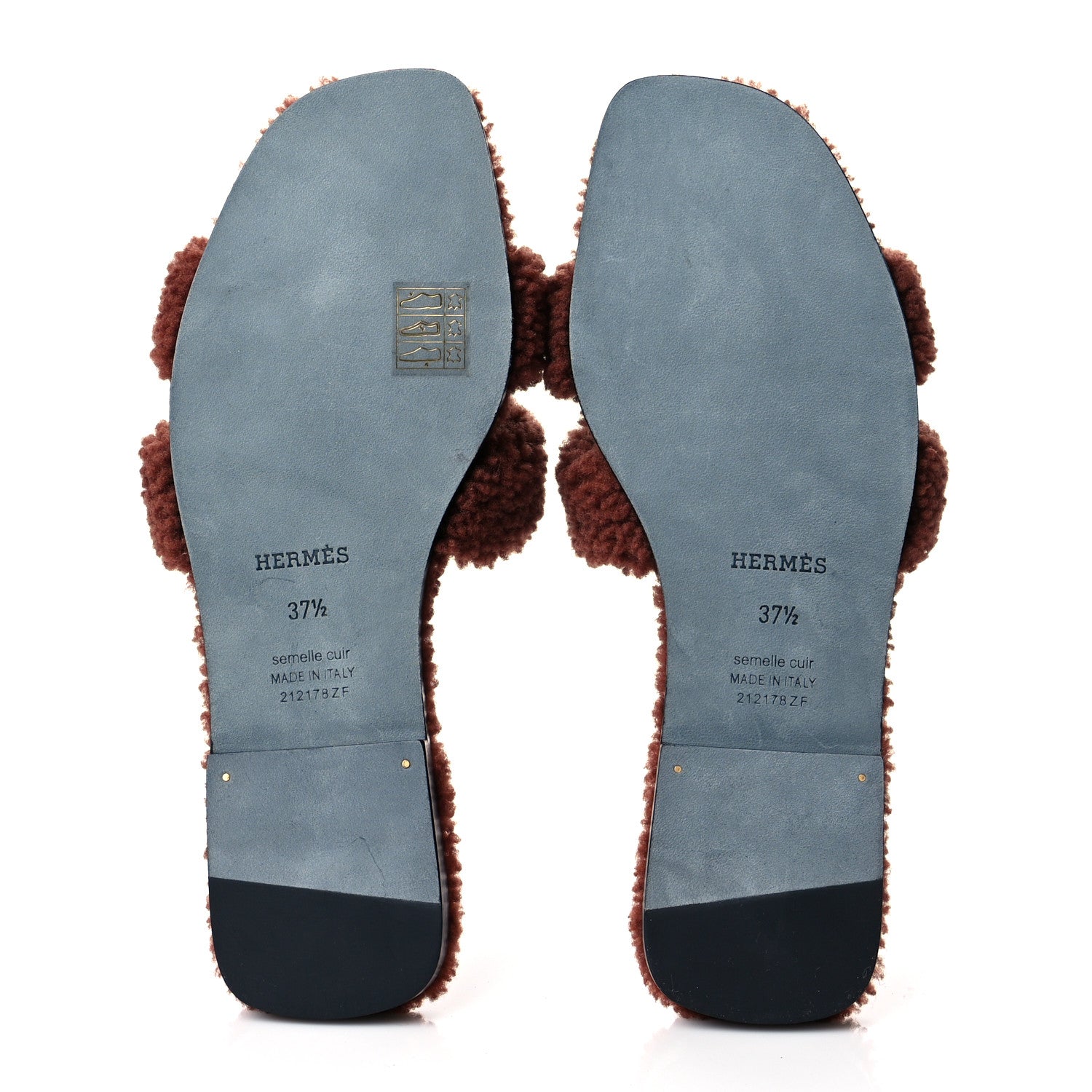 Hermes Woolskin Oran Sandals 37.5 Cognac 6 of 9