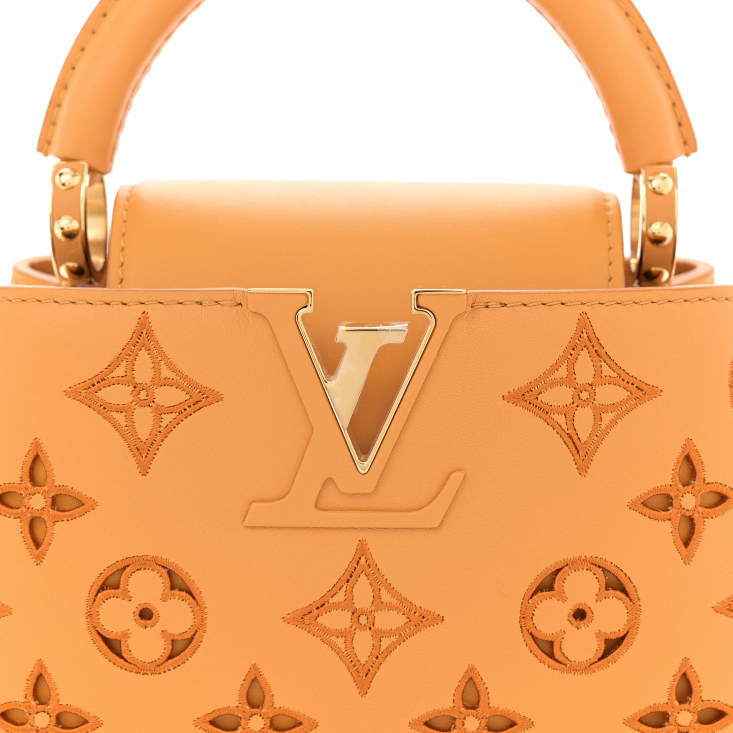 Calfskin LV Broderie Anglaise Mini Capucines Saffron