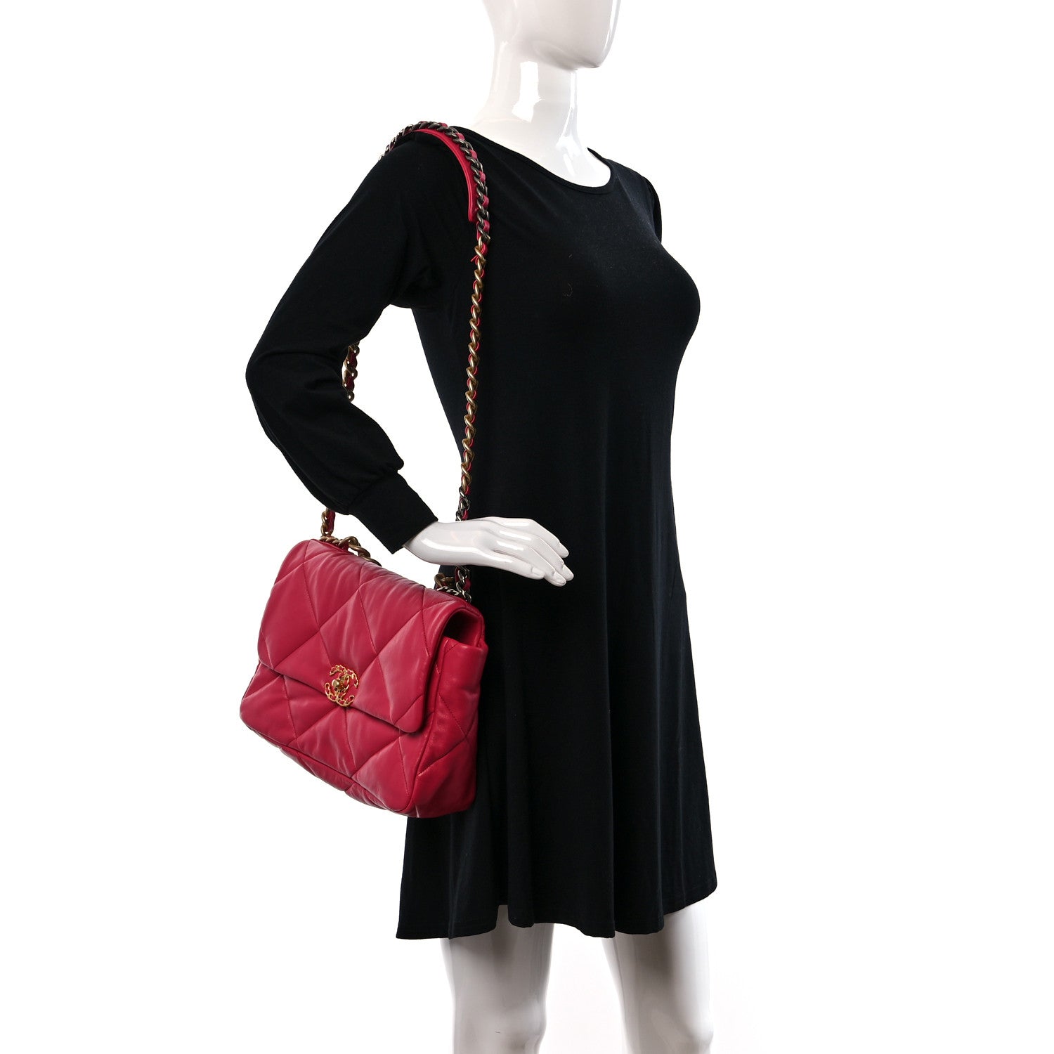 Chanel Lambskin Quilted Large Chanel 19 Flap Dark Pink 2 of 10