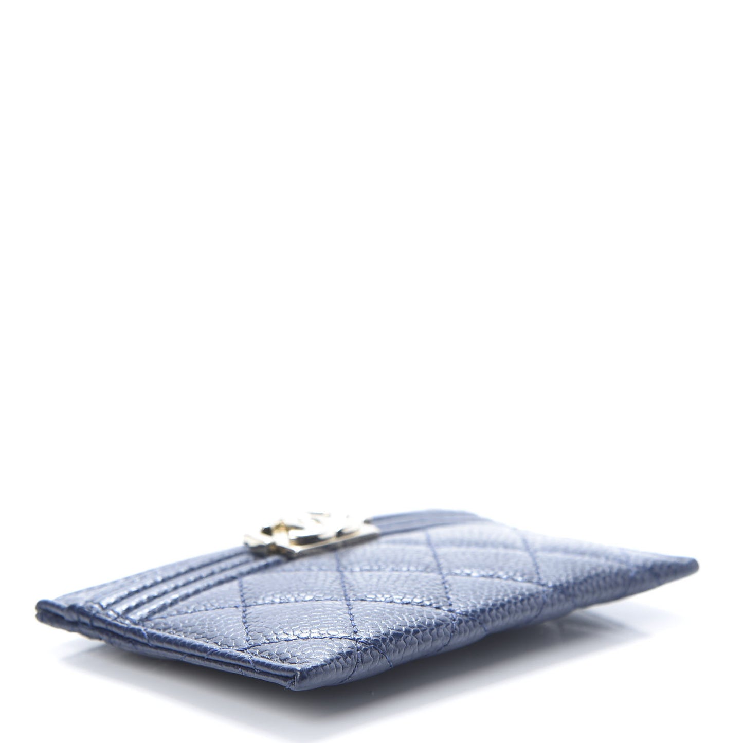 Caviar Quilted Boy Card Holder Blue