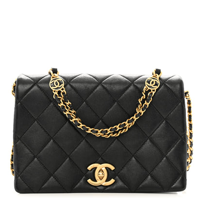 Chanel Lambskin Quilted Enamel CC Chain Flap Black 1 of 12