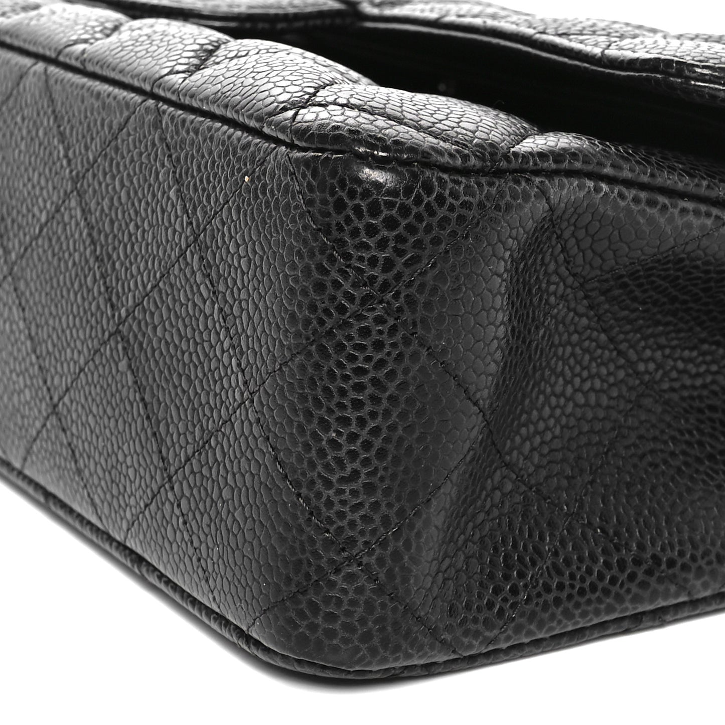 Caviar Quilted Medium Double Flap Black