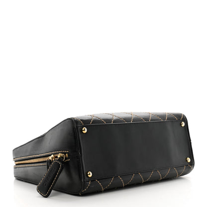 Chanel Calfskin Wild Stitch Vertical Top Handle Bag Black 3 of 9