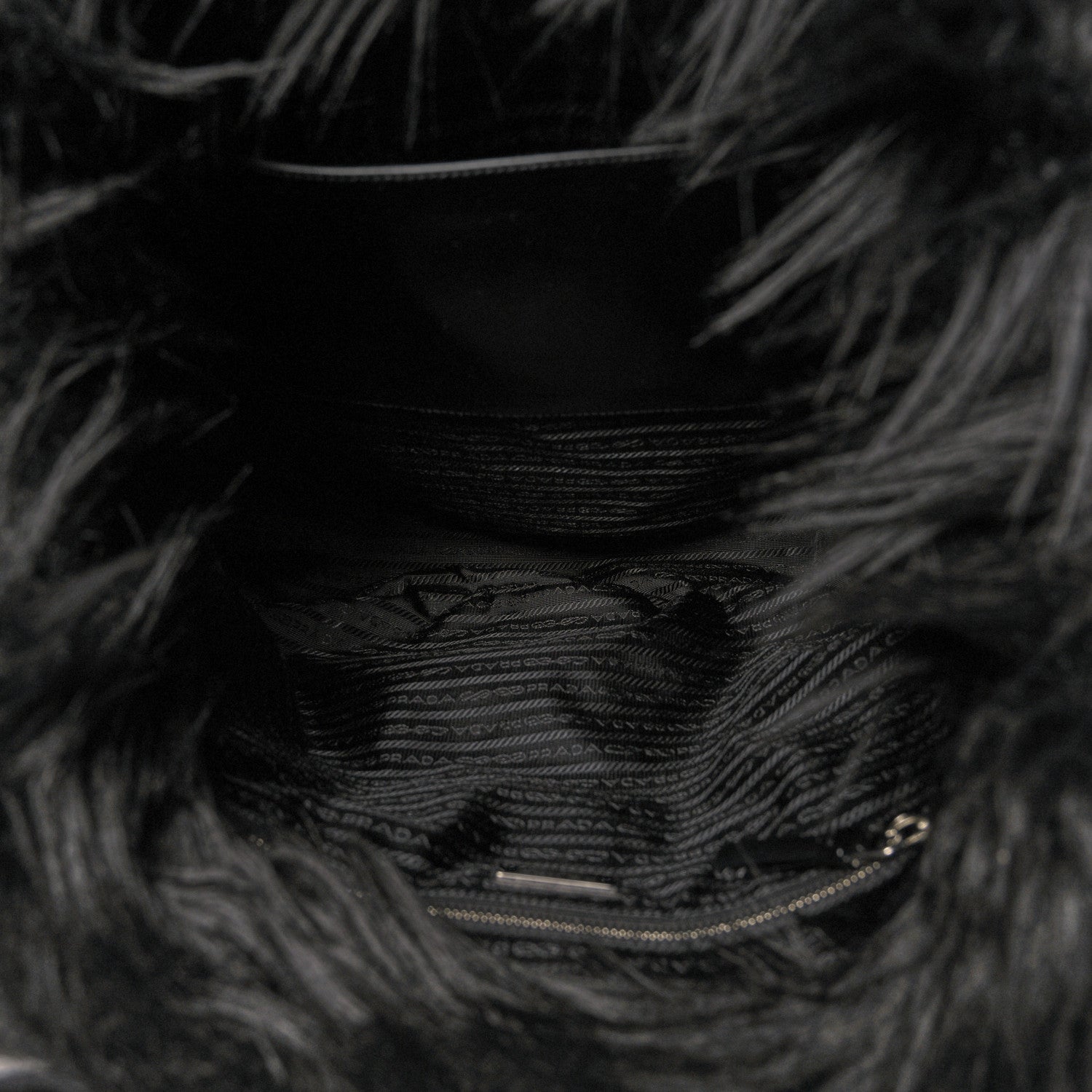 Prada Faux Fur Tote Black 5 of 9
