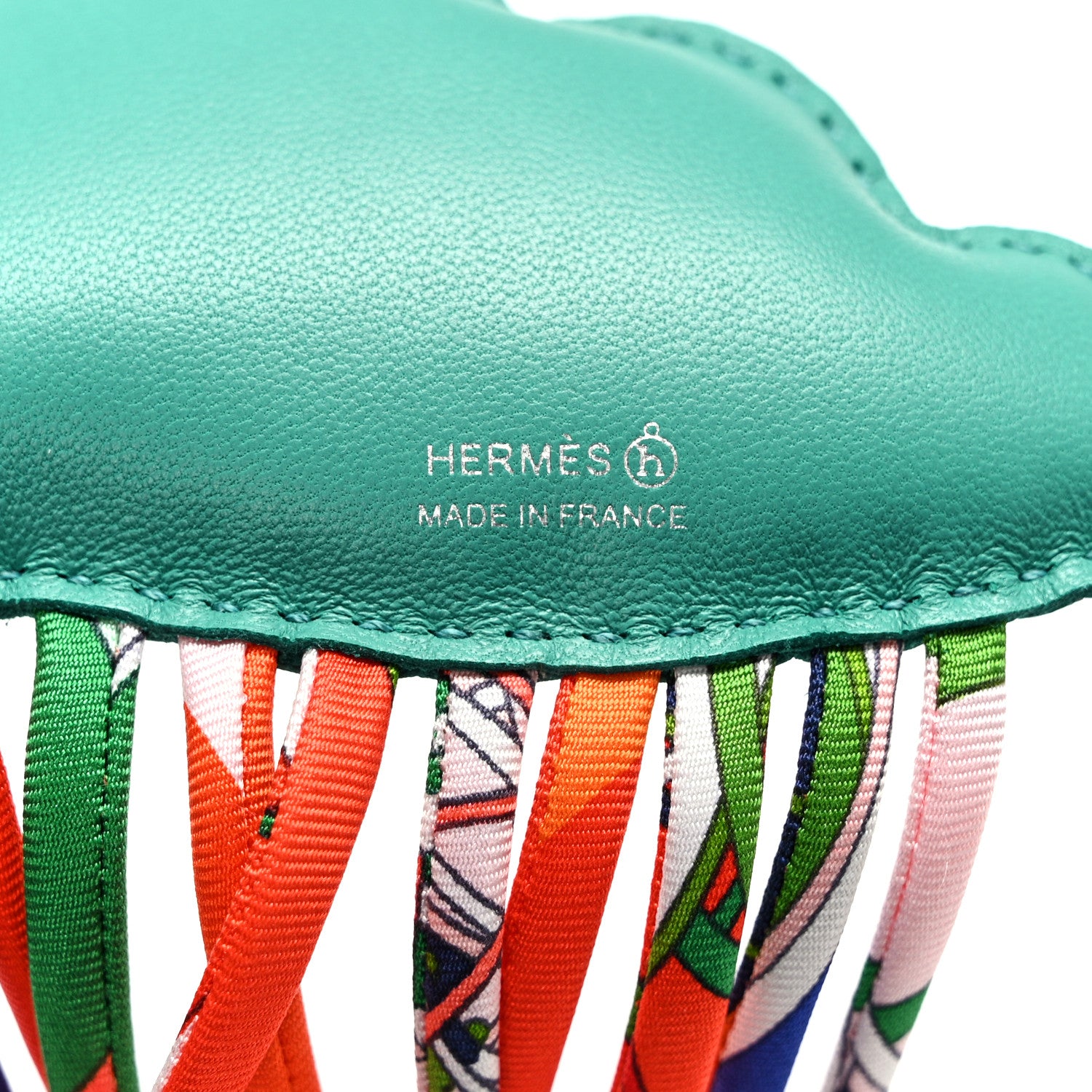 Hermes Swift Silk Twill Cord Cloud Bag Charm Vert Verone 3 of 4
