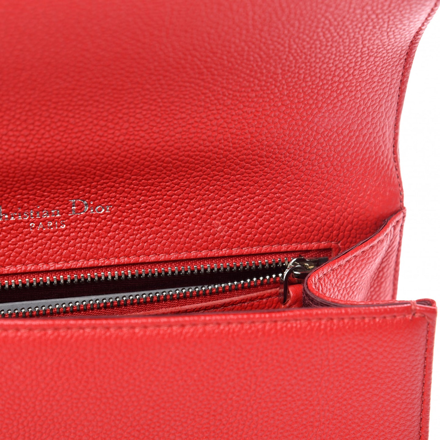 Grained Calfskin Medium Diorama Flap Bag Red