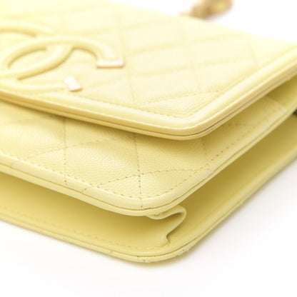 Chanel Caviar Quilted CC Filigree Wallet On Chain WOC Yellow 10 of 11