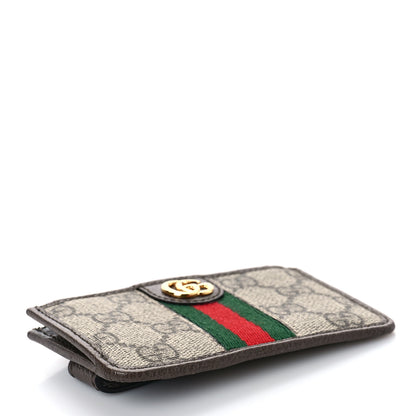 Gucci GG Supreme Monogram Web Ophidia Zip Card Case Brown 4 of 9
