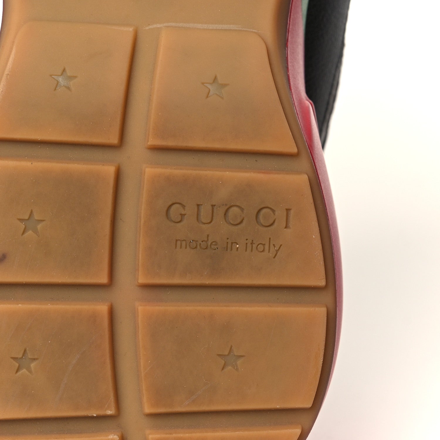 Gucci Demetra Web Mens Rhyton Cut Out Sneakers 7.5 Black Red 6 of 8