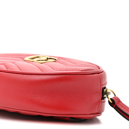 Gucci Calfskin Matelasse GG Marmont Belt Bag 85 34 Hibiscus Red 9 of 11