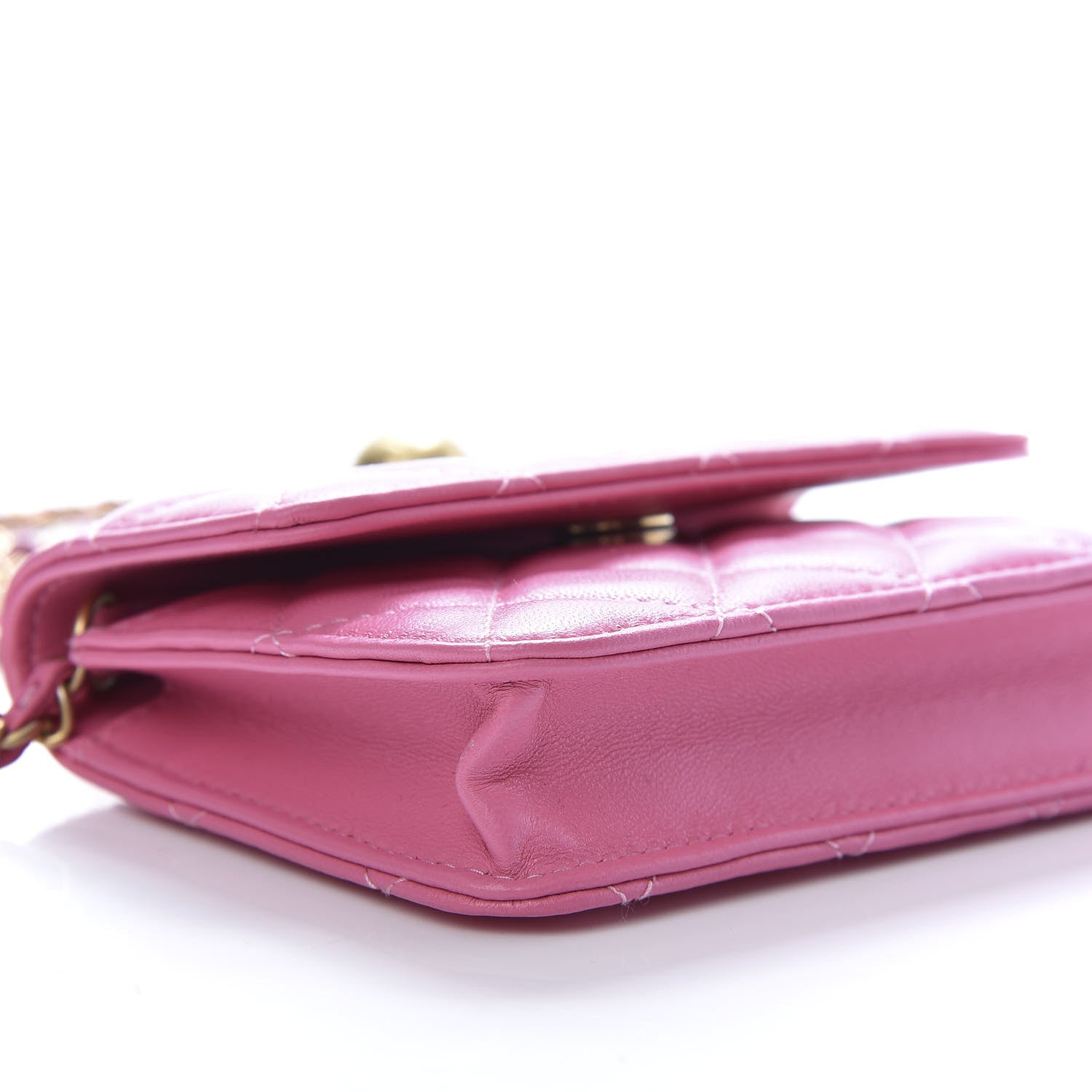 Chanel Lambskin Quilted Pearl Crush Clutch With Chain Pink 8 of 10