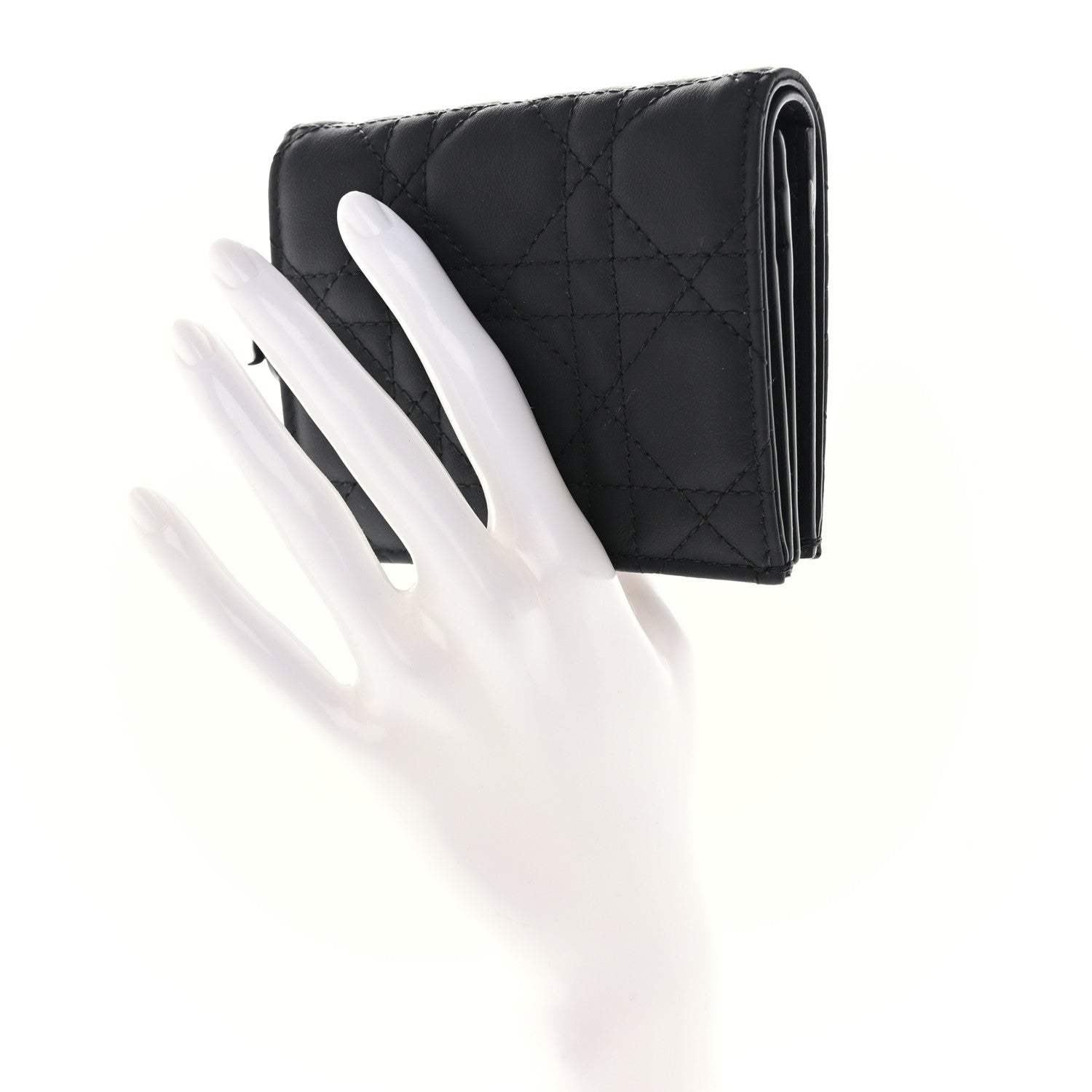 Christian Dior Ultra Matte Calfskin Small Lady Dior Flap Card Holder Black 2 of 7