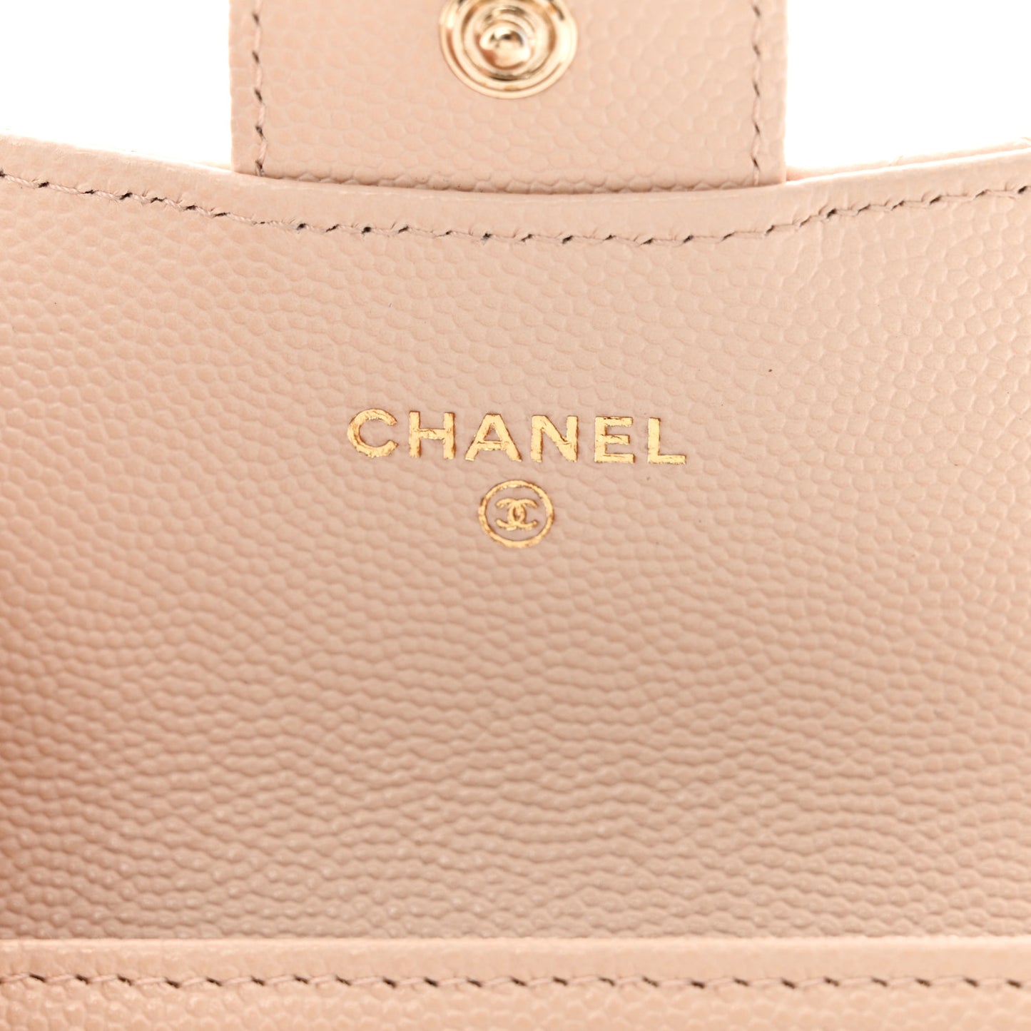 Caviar Quilted Flap Card Holder Wallet Light Beige