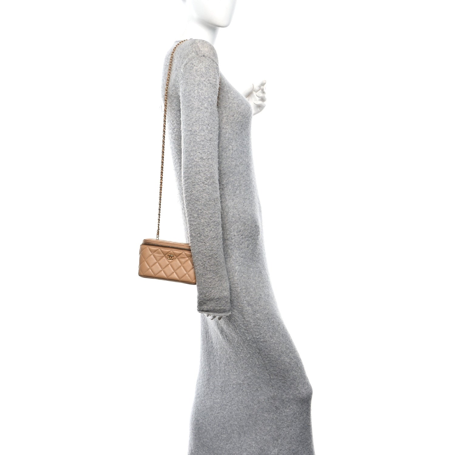 Chanel Lambskin Quilted Pearl Crush Small Vanity Case With Chain