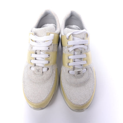 Chanel Iridescent Terry Cloth PVC Calfskin Sneakers 44 Silver 5 of 9