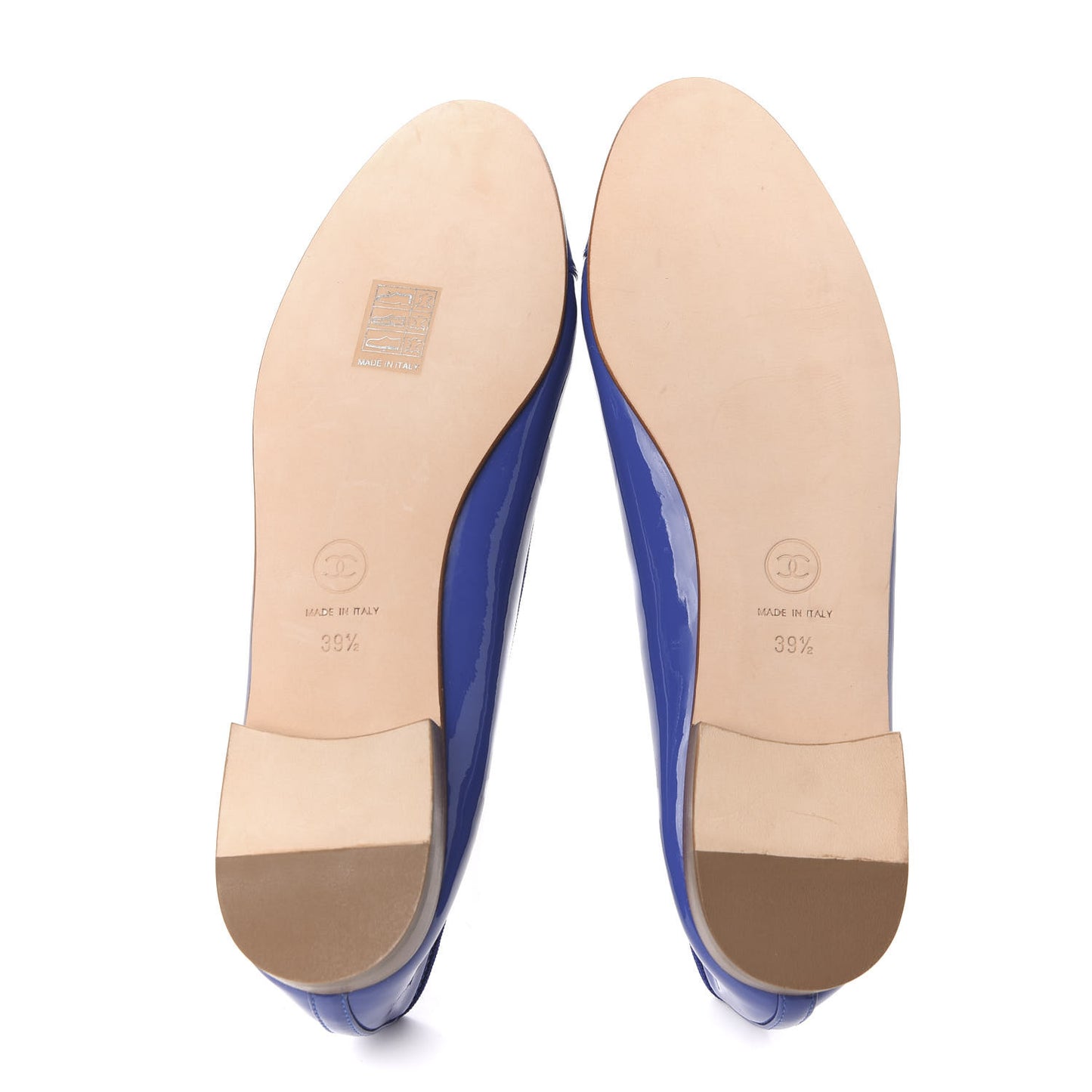 Patent Calfskin CC Cap Toe Ballerina Flats 39.5 Blue