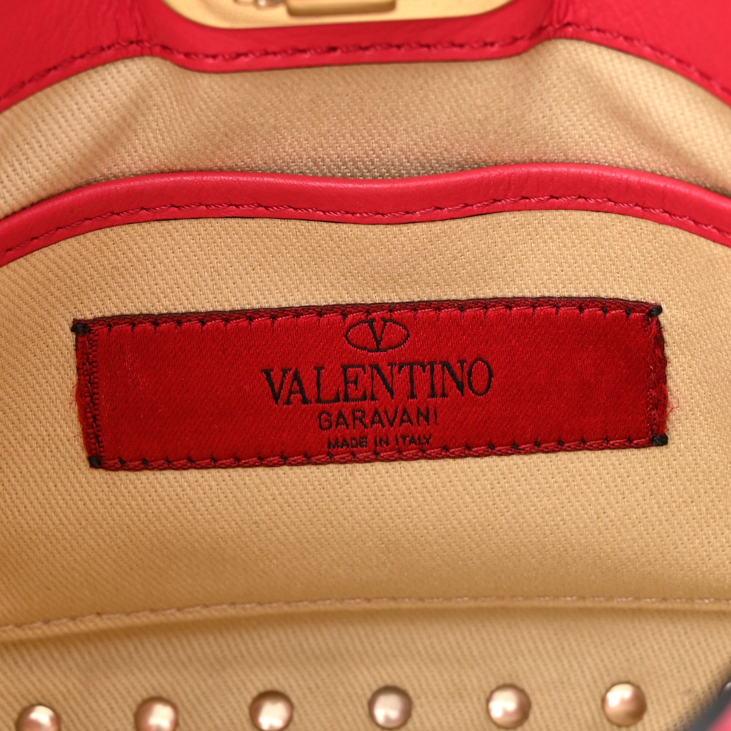 Valentino Garavani Vitello Rockstud Flip-Lock Satchel Fragola 5 of 10