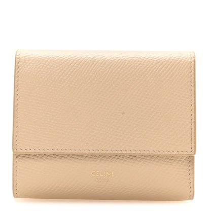 Celine Grained Calfskin Small Tri-Fold Wallet Beige 1 of 9