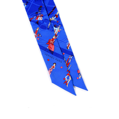 Hermes Silk Ex-Libris Les Parisiennes Twilly Bleu Royal Rouge Ciel 2 of 4