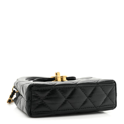Chanel Shiny Aged Calfskin Quilted Mini Nano Kelly Shopper Black 4 of 11