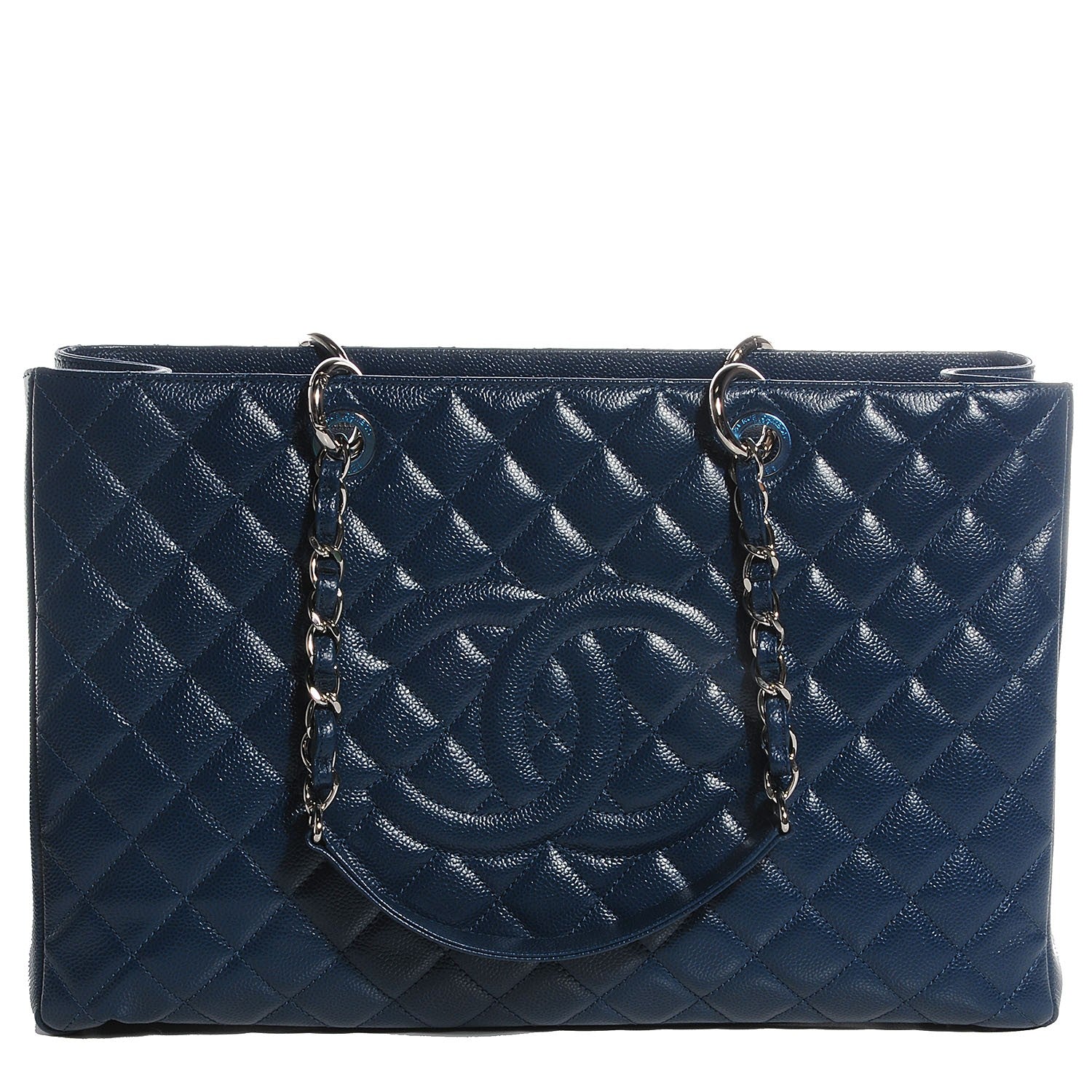 Chanel Caviar Quilted XL Grand Shopping Tote GST Navy Blue 1 of 7