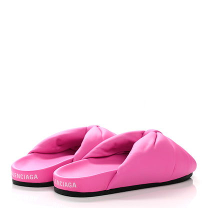 Balenciaga Smooth Nappa Logo Puffy Slide Sandals 37 Fluo Pink White 4 of 7