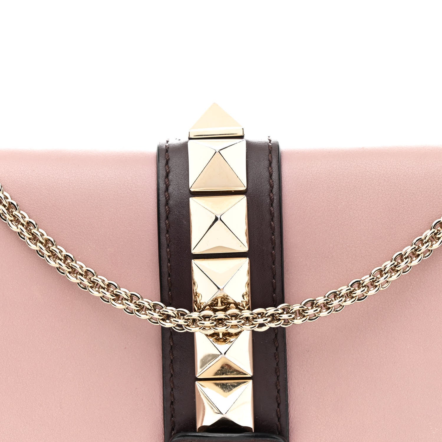 Valentino Garavani Vitello Tri-Color Medium Glam Lock Rockstud Flap Rubin Water Rose Marine 7 of 9