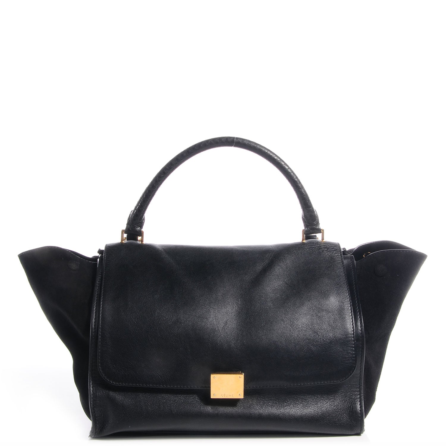 Celine Calfskin and Suede Medium Trapeze Black 1 of 10