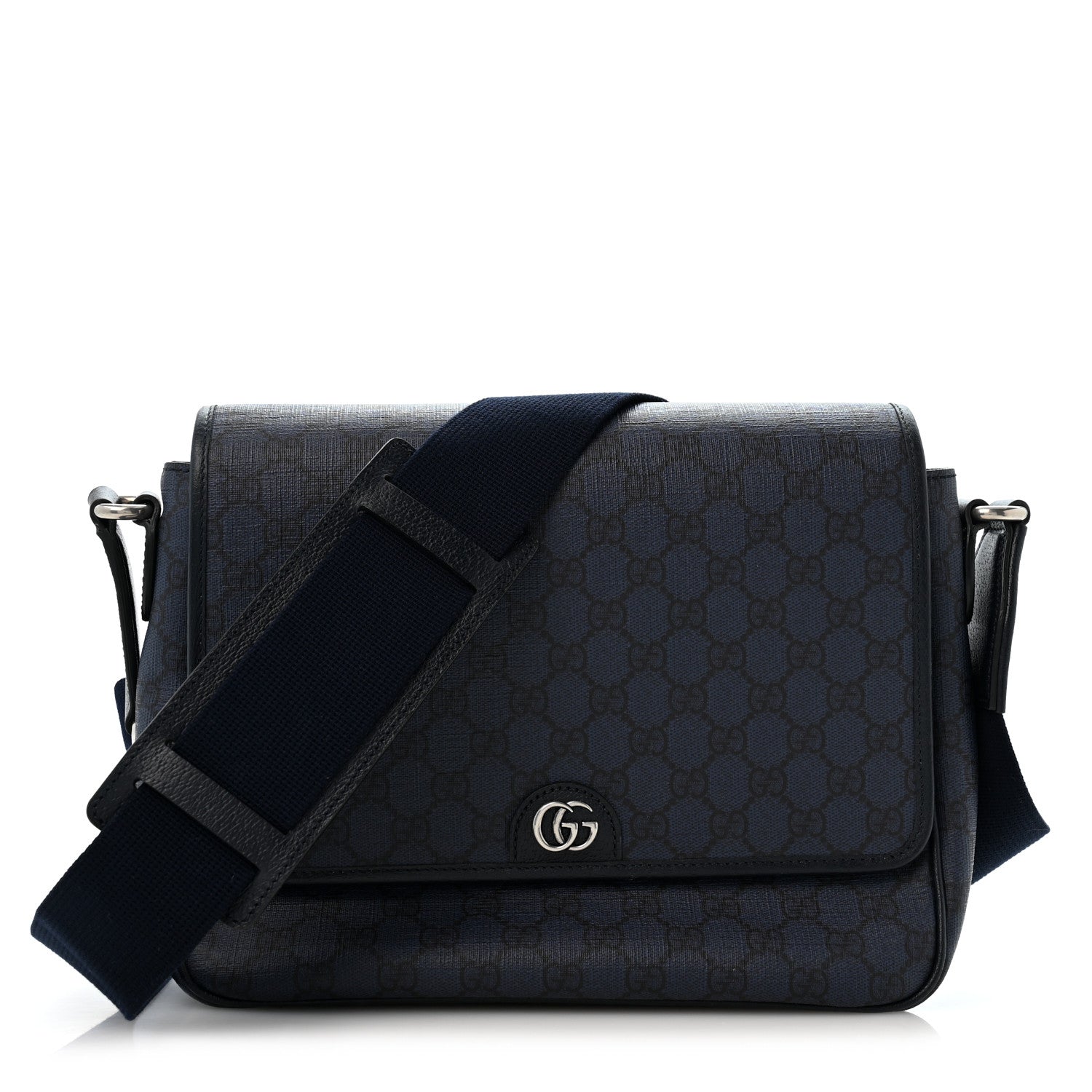 Gucci Tender GG Supreme Monogram Textured Dollar Calfskin Ophidia Messenger Bag Dark Blue 1 of 13