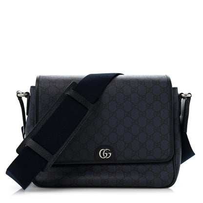 Gucci Tender GG Supreme Monogram Textured Dollar Calfskin Ophidia Messenger Bag Dark Blue 1 of 13