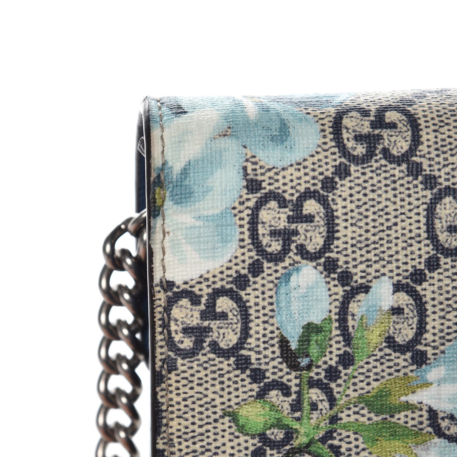 Gucci GG Supreme Monogram Blooms Mini Dionysus Chain Wallet Beige Blue Navy Vintage Blue 10 of 12