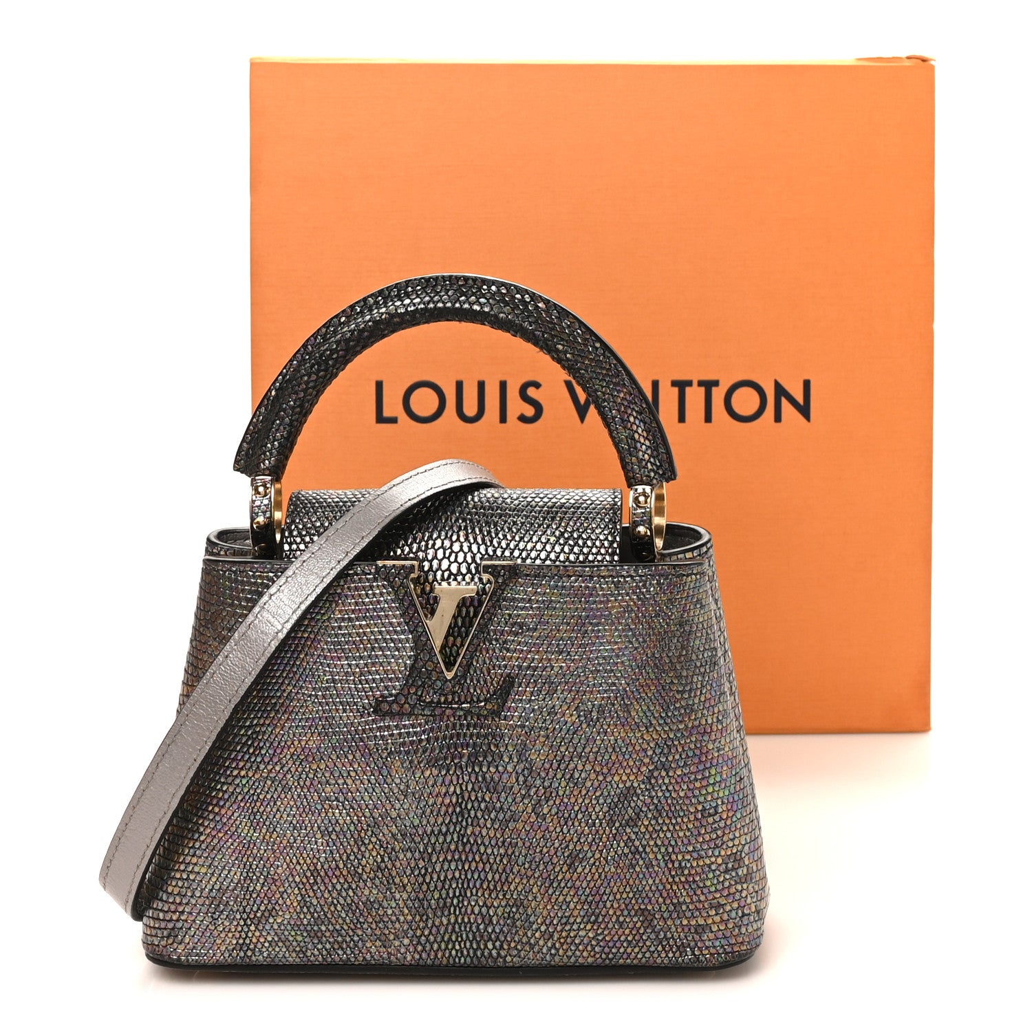 Louis Vuitton Lizard Capucines Mini Bleu Petrole 10 of 10