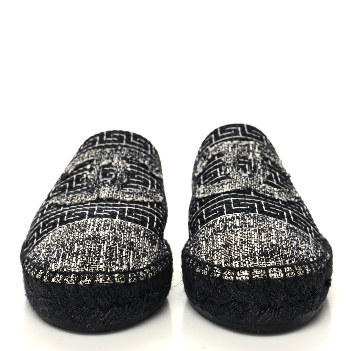 Tweed CC Slip On Espadrilles 37 Black Silver