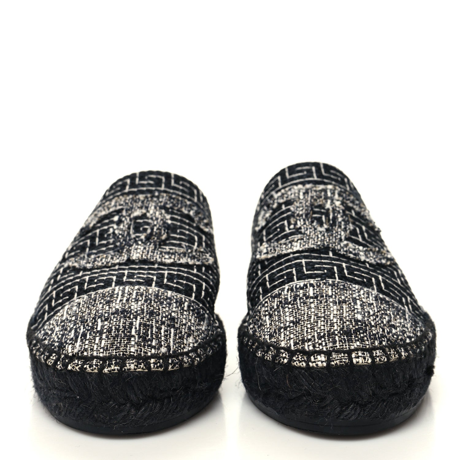 Chanel Tweed CC Slip On Espadrilles 37 Black Silver 2 of 9