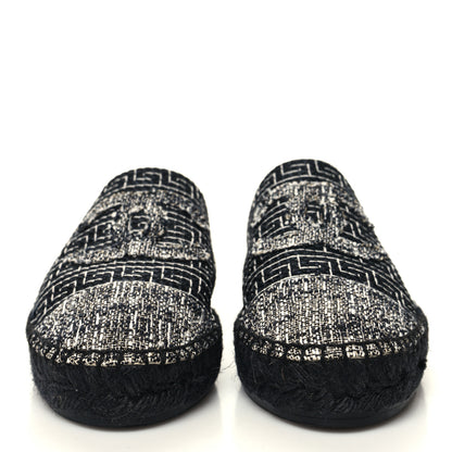 Chanel Tweed CC Slip On Espadrilles 37 Black Silver 2 of 9