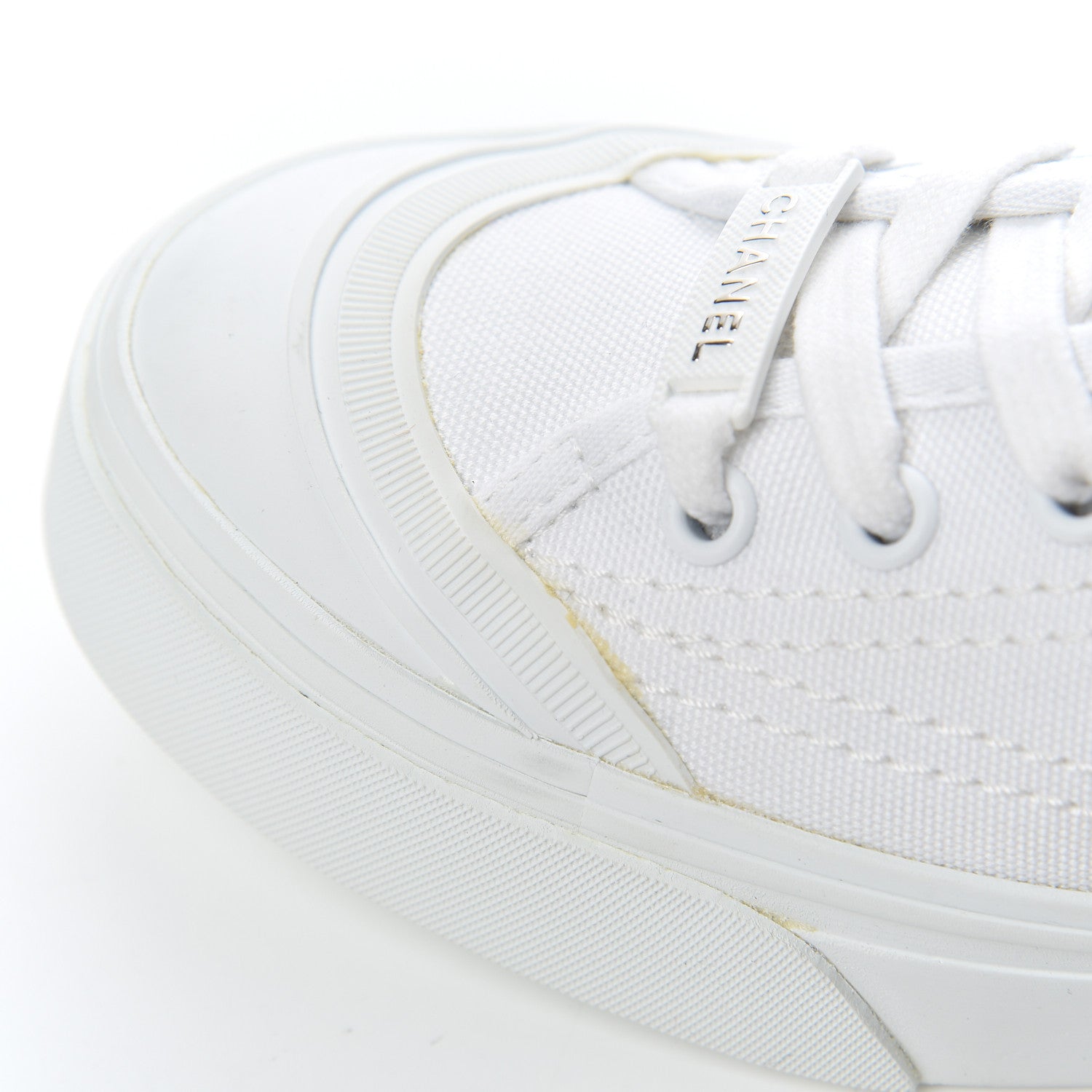 Chanel Fabric Low Top Sneakers 39.5 White 9 of 13
