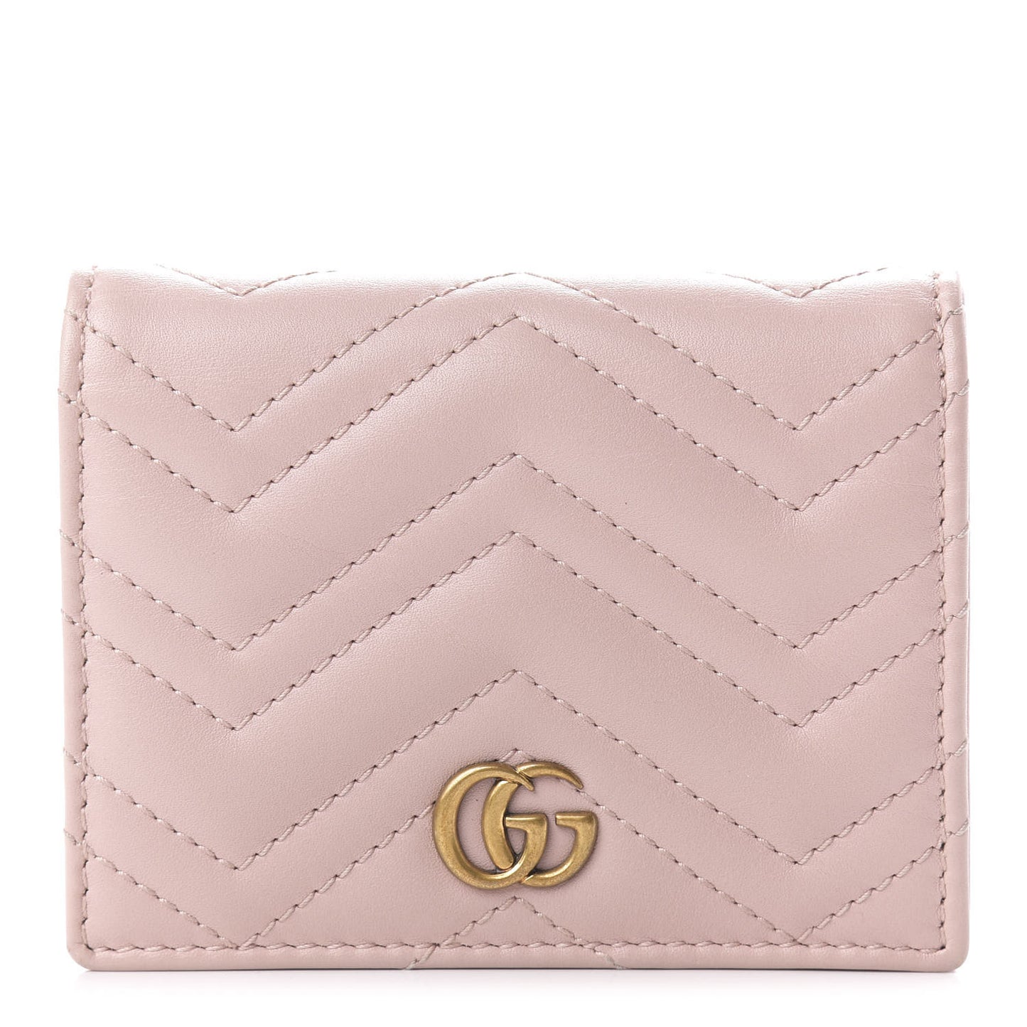 Calfskin Matelasse GG Marmont Card Case Perfect Pink