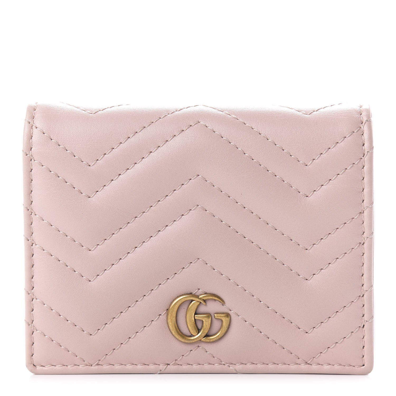 Gucci Calfskin Matelasse GG Marmont Card Case Perfect Pink 1 of 10